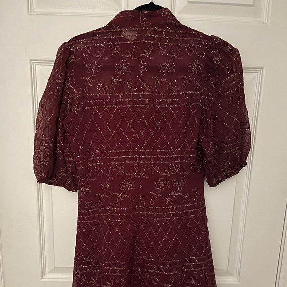 NWT Burgundy & Silver Mini Dress Size Small from Lulus - Picture 2 of 2